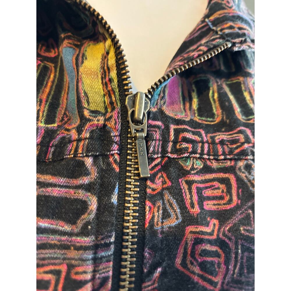 Chicos Giraffe Safari Zip Jacket Sz 1 Wo linen blend southwestern tribal novelty - Picture 5 of 9